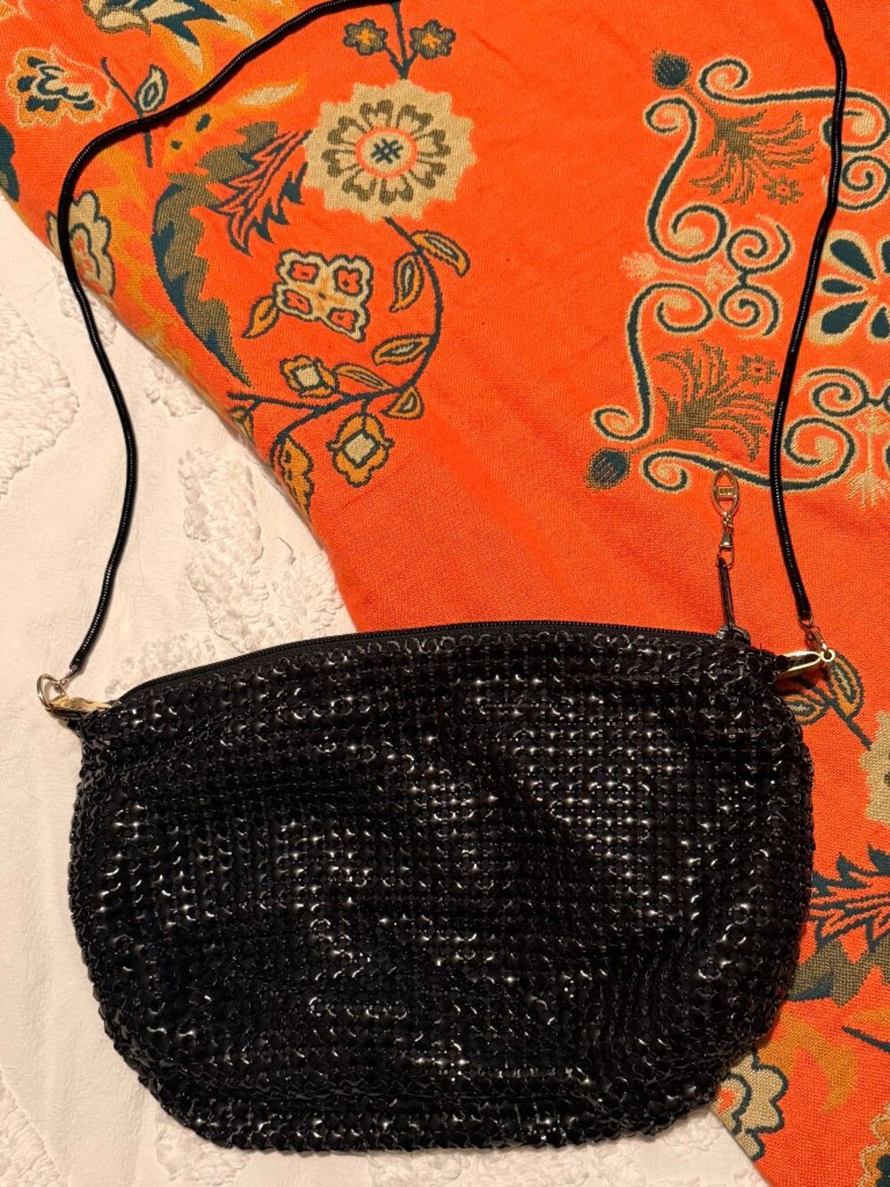 Vintage black metal mesh evening bag